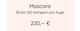 Mascara 220,-- € 90 bis 120 Wimpern pro Auge